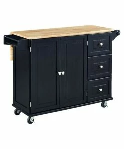 Hawthorne Collections Wood Top Kitchen Cart In Black