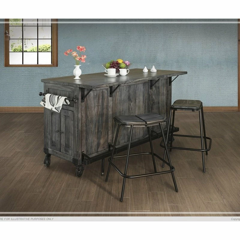 Crafters And Weavers Sawyer Solid Parota Wood Kitchen Island 4 Crafters And Weavers Sawyer Solid Parota Wood Kitchen Island - Image 2