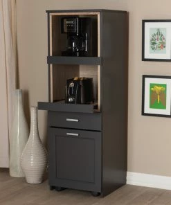 Baxton Studio Fabian Dark Gray And Oak Brown Kitchen Cabinet With Roll-Out Compartment 13 Baxton Studio Fabian Dark Gray And Oak Brown Kitchen Cabinet With Roll-Out Compartment -Coast2Coast shop ea9197950b294e23 1308 w800 h800 b0 p0