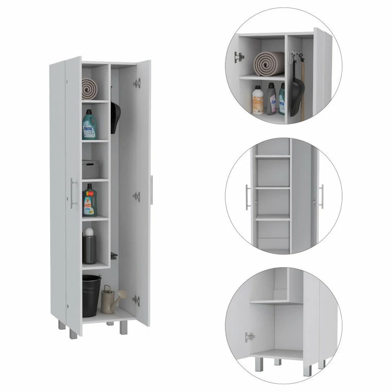 FM FURNITURE Norway Broom Closet Pantry, White 6 FM FURNITURE Norway Broom Closet Pantry, White - Image 4