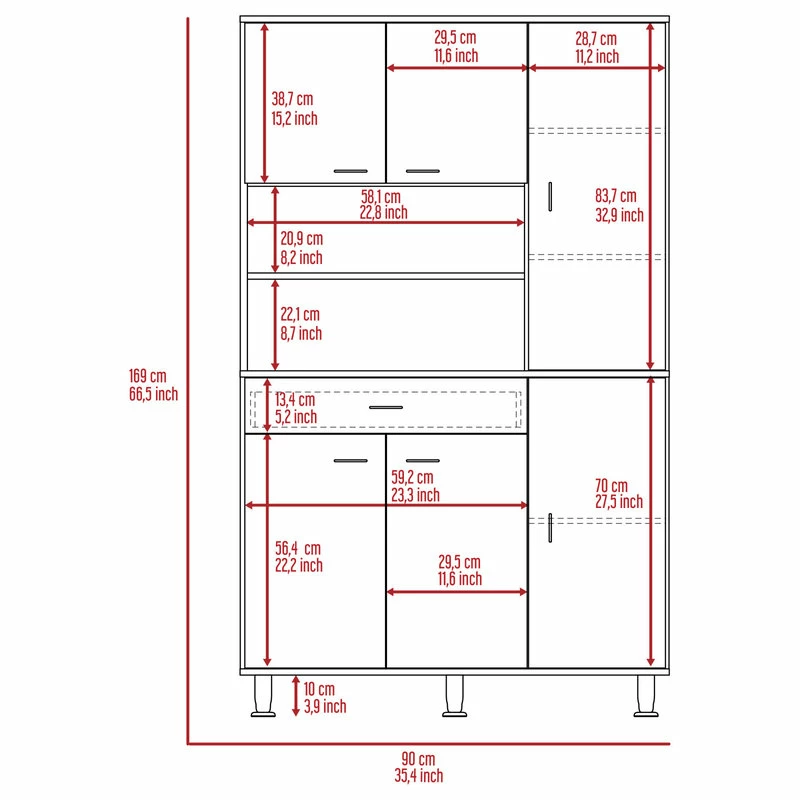 DEPOT ESHOP LLC Helis 90" Pantry Cabinet Black Wengue, Black Wengue 8 DEPOT ESHOP LLC Helis 90" Pantry Cabinet Black Wengue, Black Wengue - Image 6
