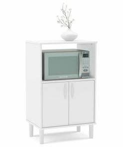 Boahaus Nantes Modern Wood Kitchen Pantry With Open Compartment In White