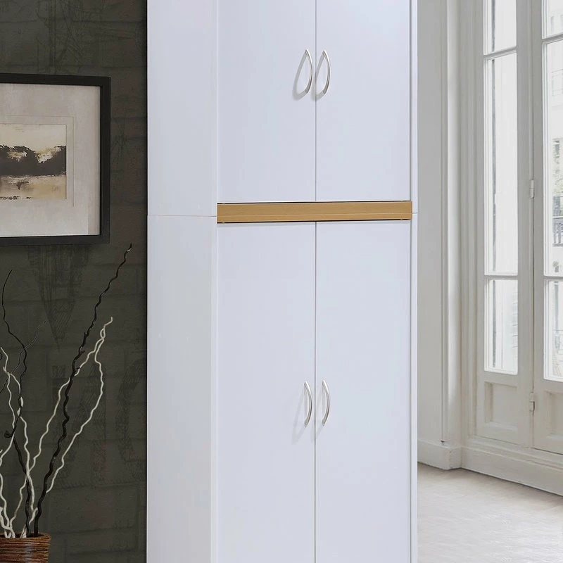 Hodedah Import Inc. 4 Door Pantry, White 4 Hodedah Import Inc. 4 Door Pantry, White - Image 2