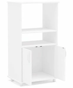 Boahaus Montpellier Modern Wood Kitchen Pantry With Open Compartments In White