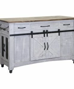 Crafters And Weavers Greenview Kitchen Island Distressed Gray, Kitchen Island