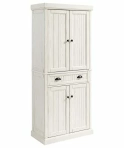 Crosley Seaside Kitchen Pantry, Distressed White Finish
