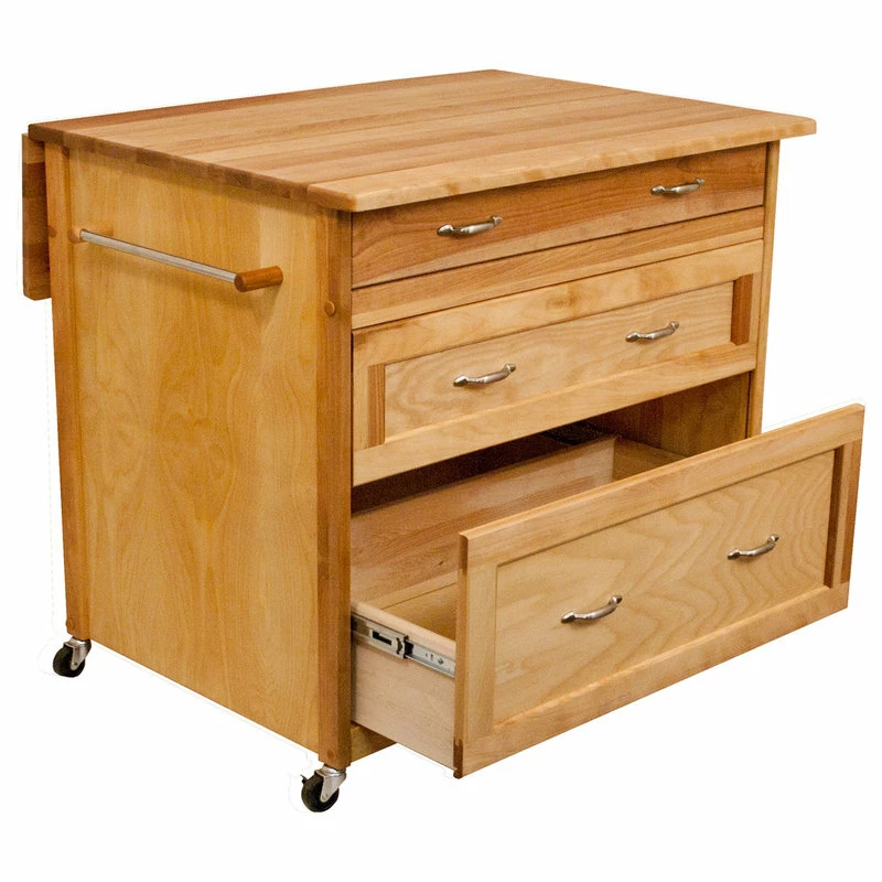 Catskill Craftsmen 3 Drawer Kitchen Cart In Natural Birch 6 Catskill Craftsmen 3 Drawer Kitchen Cart In Natural Birch - Image 4