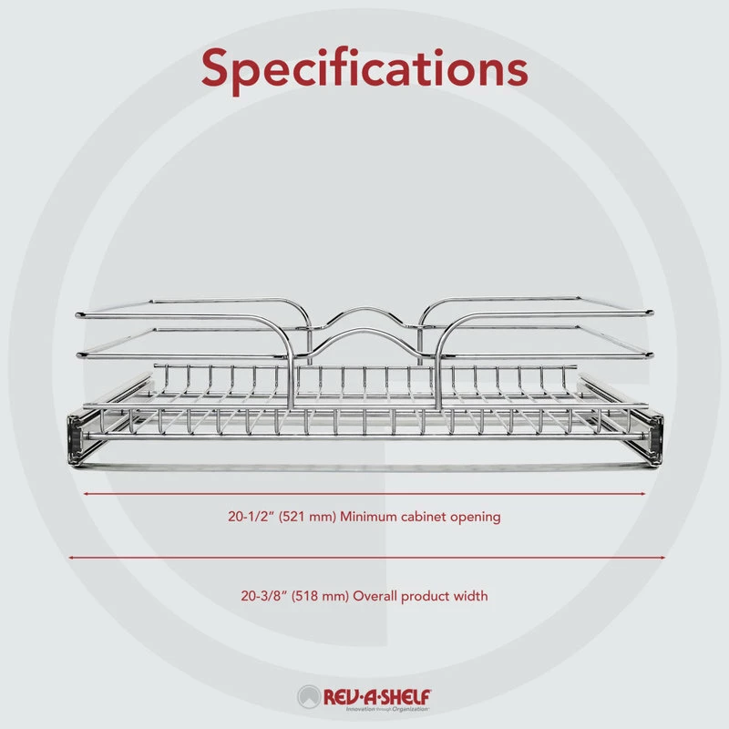 Rev-A-Shelf Single Tier Bottom Mount Pull Out Steel Wire Organizer, 21" 5 Rev-A-Shelf Single Tier Bottom Mount Pull Out Steel Wire Organizer, 21" - Image 3