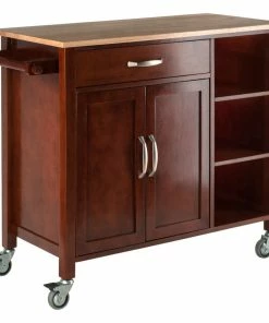 Winsome Wood Transitional Walnut And Natural Composite Wood Cart 94843