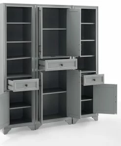 Crosley Tara 3-Piece Pantry Set, Distressed Gray Pantry And 2 Linen Cabinets -Coast2Coast shop f771f8b70f73b9f9 0207 w800 h800 b1 p0
