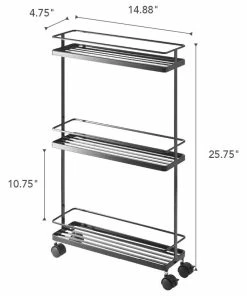 Yamazaki Home Rolling Cart, Steel, Holds 6.6 Lbs, Wheels, Black -Coast2Coast shop f8413481025ad842 9626 w800 h800 b1 p0