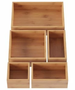 Lavish Home 5 Compartment Bamboo Modular Tray Drawer Divider