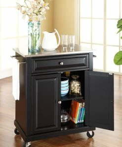 Crosley Stainless Steel Top Portable Kitchen Cart/Island, Black Finish -Coast2Coast shop fbd1c34f06463af8 3598 w800 h800 b0 p0