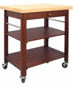 Catskill Craftsmen Roll About Kitchen Cart In Cherry Stain