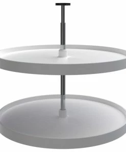 Rev-A-Shelf Polymer Full-Circle 2-Shelf Lazy Susans For Base Cabinets, White, 28"W
