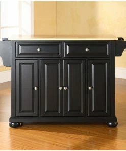 Crosley Alexandria Natural Wood Top Kitchen Island, Black Finish -Coast2Coast shop ff315d28064632f0 5435 w800 h800 b0 p0