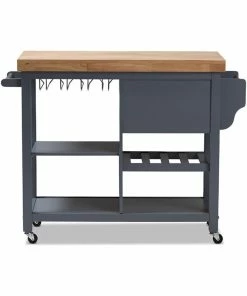 Baxton Studio Sunderland Coastal And Farmhouse Gray Wood Kitchen Cart -Coast2Coast shop ff5158270b843123 0591 w800 h800 b0 p0