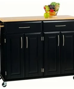 Homestyles Dolly Madison Wood Rolling Kitchen Cart In Black