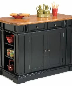 Homestyles Americana Wood Kitchen Island In Black