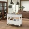 Benzara, Woodland Imprts, The Urban Port Kitchen Cart With Stainless Steel Top, Gray & White -Coast2Coast shop home design 17