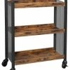 Benjara 3 Tier Wood And Metal Kitchen Cart With Mesh Side Panel, Brown And Black -Coast2Coast shop home design 19