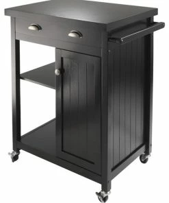 Winsome Wood Timber Kitchen Cart With Wainscot Panel