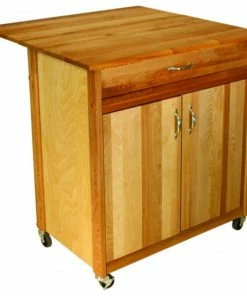 Catskill Craftsmen 2 Door Kitchen Cart With Drop Leaf In Natural Birch