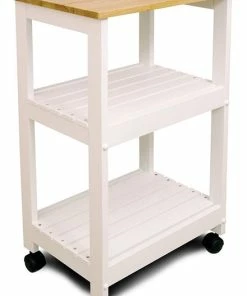 Catskill Craftsmen Catskill Microwave/Utility Butcher Block Kitchen Cart In White