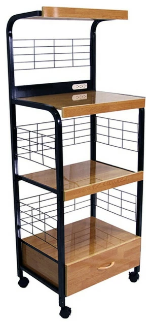 ORE International Microwave Kitchen Cart With Drawer And Outlet G571B 3 ORE International Microwave Kitchen Cart With Drawer And Outlet G571B