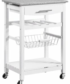 Linon Home Decor Products Roger White Kitchen Island Granite Top