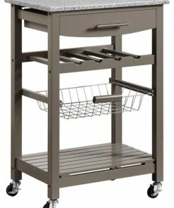 Linon Home Decor Products Roger Gray Kitchen Island Granite Top