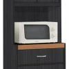 Hodedah Import Inc. Kitchen Cabinet With 1-Drawer, Plus Space For Microwave, Black-Beech 1 Hodedah Import Inc. Kitchen Cabinet With 1-Drawer, Plus Space For Microwave, Black-Beech -Coast2Coast shop home design 50