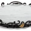 Gerson Company Marketing Title White/Gray Marble Lazy Susan On Metal Gold Leaf Base -Coast2Coast shop home design 75