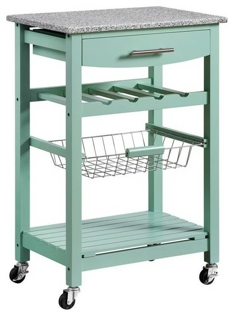 Linon Home Decor Products Linon Natalie Wood Granite Top Kitchen Island In Green 3 Linon Home Decor Products Linon Natalie Wood Granite Top Kitchen Island In Green